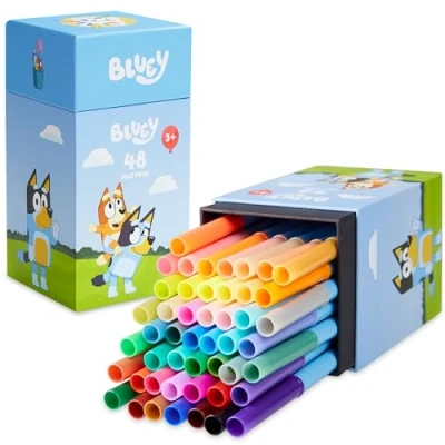 Image of Bluey Colouring Pens for Kids 48 Piece Set Art Supplies Felt Tip Washable Markers Gifts
