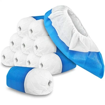Image of com four® 100x Premium Reusable Overshoes 11.9g each Plastic Shoe Covers with Anti Slip Soles Slippers Extra Strong and Waterproof One Size