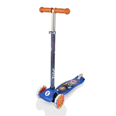 Image of Zinc Kids Girls/Boys Three Wheeled Light Up Explorer Scooter 3+ Years Blue