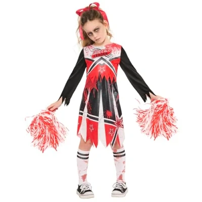 Image of Rubie&#039;s 1001713S000 Zombie Cheerleader Kids Fancy Dress, Multi, 7 8 Years