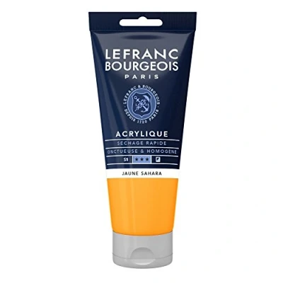 Image of Lefranc Bourgeois 300442 Fine Acrylic Paint Sahara Yellow, 80 ml Tube, Creamy Paint, Water Based, Quick Drying, Lightfast, Waterproof