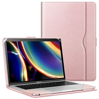Image of FINTIE Case Compatible with MacBook Air 13.6 inch (2024/2022) M3/M2 Chip, 13.3 (2020 2018), Pro 13 2016), Premium PU Leather Protective Folio Book Cover, Rose Gold