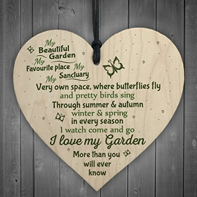 Image of RED OCEAN Love My Garden Novelty Hanging Plaque SummerHouse Sign Shed Friendship Birthday Gift