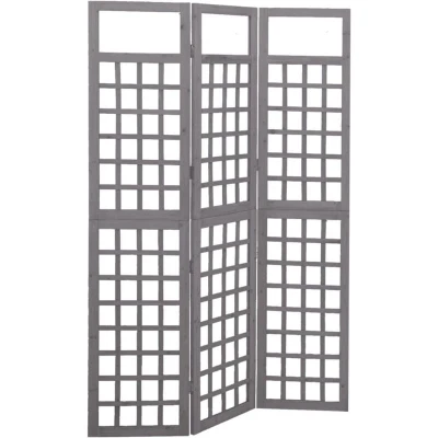 Image of vidaXL 3 Panel Room Divider/Trellis Solid Fir Wood Grey 121x180 cm