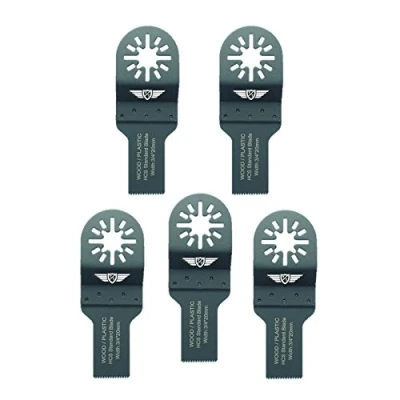 Image of 5 x 20mm TopsTools UN20F_5 Wood Cutting Blades Compatible with Bosch Fein (Non StarLock) Makita Milwaukee Einhell Ergotools Hitachi Parkside Ryobi Worx Workzone Multitool Multi Tool Accessories