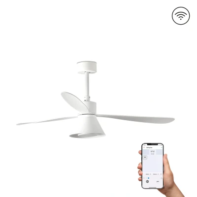 Image of Amelia Large 3 Blade Matt White with Light 2700 3500 5000K Tuya Smart System