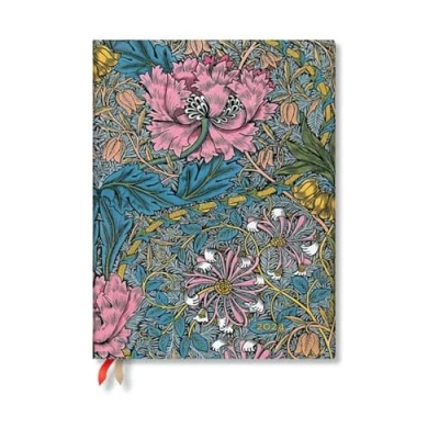 Image of Morris Pink Honeysuckle (William Morris) Ultra Horizontal 12 month Dayplanner 2024 (Elastic Band Closure)