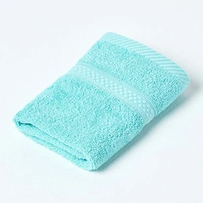 Image of HOMESCAPES Aqua Blue Turkish Cotton Face Cloth Flannel Super Soft Thick &amp; Absorbent 500 GSM Towel Heavy Weight for everyday Luxury