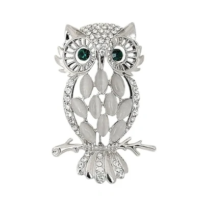 Image of LISADORE Cute Crystal Rhinestone Owl Brooch Vintage Bird Wedding Scarf Pin Cartoon Pins Animal Lapel Alloy Women&#039;s Jewelry for Women Girls