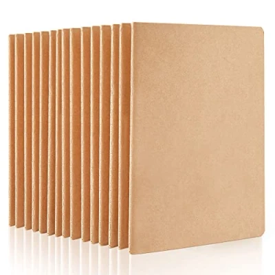 Image of feela 15 Pack Blank Kraft Notebooks A5, 60 Pages Notepad Journal Bulk, Soft Brown Cover Multipack for Students Travelers Making Plans, Writing Memos Office School Supplies, 14X21cm
