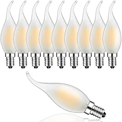 Image of Suncan Dimmable LED Candle Light Bulbs Frosted, E14 Filament 4W, Candelabra Warm White 2700K, 10 Pack,Energy Class F