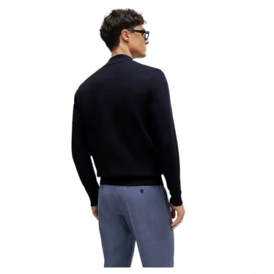 Image of BOSS Mens Palano L Knitted Zip up Cardigan in Cotton with Embroidered Logo