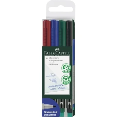 Image of Faber Castell Non Permanent Medium Tip Multimark (Wallet of 4)