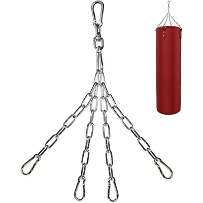 Image of Yes4All S5ZT Heavy Duty Boxing Chain Punch Bag Chain, silver, with 4 Snap Hooks, Hanger Ceiling hook suspension for Punching Bag, 360 Rotation Swivel Support up to 150 lbs/ 68 Kgs