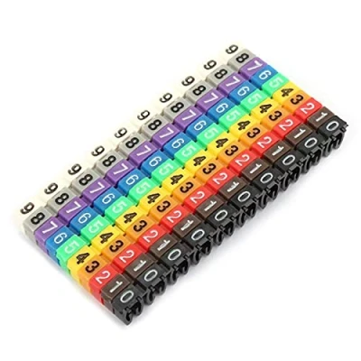 Image of Clip on String Marking Tube Wire Digital Number Colorful Cable Marker Label Set(100PCS KCM 2.5mm²)