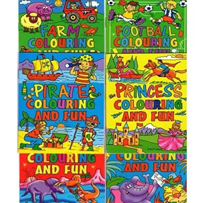 Image of WF Graham 12 x Mini Assorted Colouring Activity Books Boys Girls A6 Party Bag Fillers