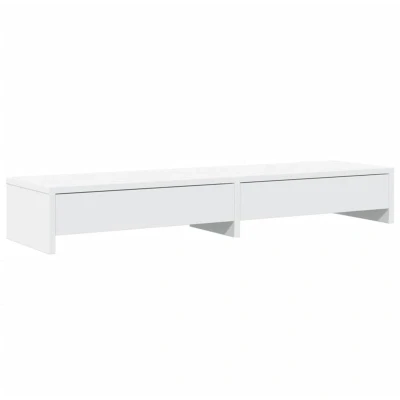 Image of vidaXL Monitor Stand with Drawers White 100x27x15 cm Engineered Wood