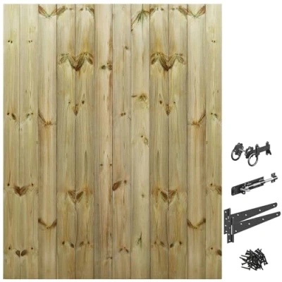 Image of Bespoke Custom Made to Measure UPTO HEIGHT: 6ft (180cm High) Tongue &amp; Groove Semi Braced Flat Top Pathway Garden Pedestrian Gate [Width Between 120CM 135CM With Ring Latch Hinge Pack
