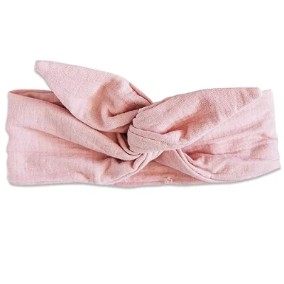Image of Papierdrachen Muslin Hair Band for Women Self Tying Knot Headband Accessories Autumn and Summer Pink