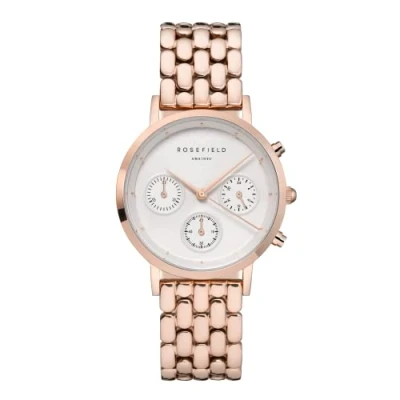Image of Rosefield Women&#039;s Watch The Gabby: Rose Gold 33mm Round Case with White Dial and Strap NWR N91