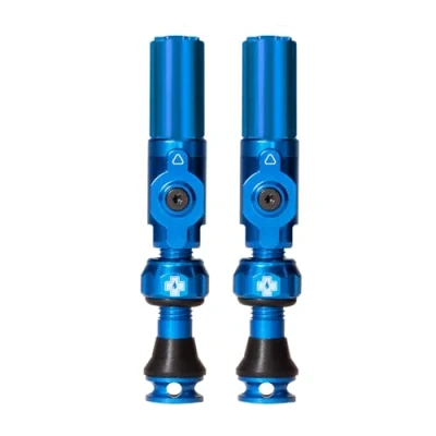 Image of Muc Off Big Bore Hybrid Tubeless Valves, Blue 30mm Precision Engineered Dust Caps for Bikes with Revolutionary Airflow Technology Schrader Valve MTB/Road/Gravel