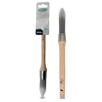 Image of Axus Decor Pointed Precision Paint Brush (Grey Color) 20mm For All Sash Windows, Architraves &amp; Mouldings, Smooth Finish, Eco friendly Bamboo Handles, Anti Rust Stainless Steel, Synthetic Filaments