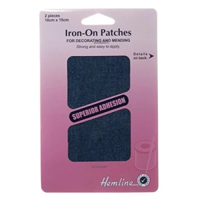 Image of Iron On Patches 2 Pieces 10cm x 15cm Denim