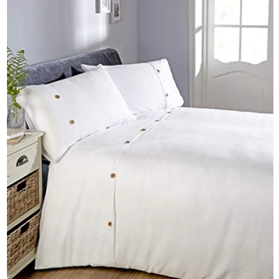 Image of Rapport Waffle Duvet Cover Bed Set, White, King