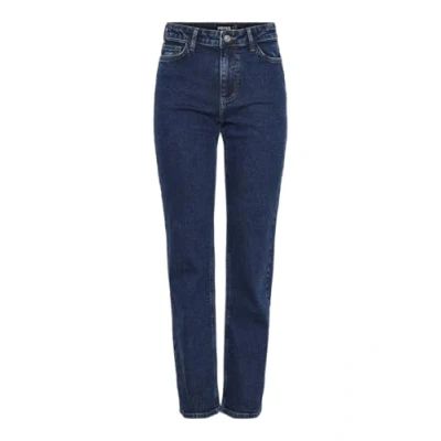 Image of PIECES Women&#039;s Pckelly Mw Straight Jeans Db502 Noos, Dark Denim Blue, 25W x 30L