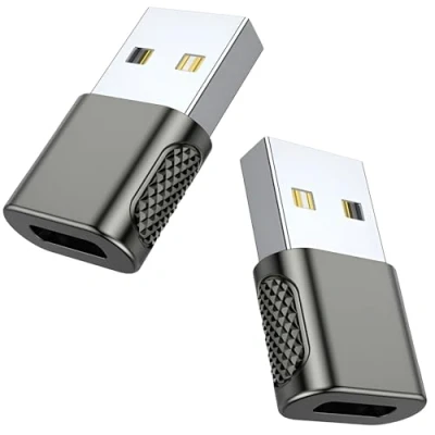 Image of MMOBIEL USB to C Adapter A Male Type Female 2 Pack Charger Cable Converter Compatible with iPhone 16 15 14 13 Pro Max, iPad Air, AirPods, Samsung Galaxy S24 S23 S22