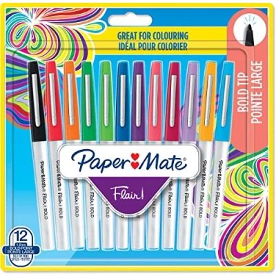 Image of PAPER MATE 1 x 12 Flair Felt Tip Pens Bold B