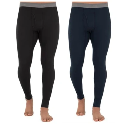 Image of Fruit of the Loom Men&#039;s Recycled Premium Waffle Thermal Underwear Long Johns Bottom (1, 2, 3, and 4 Packs) Pajama, Black/Navy, 4X Large (Pack 2)