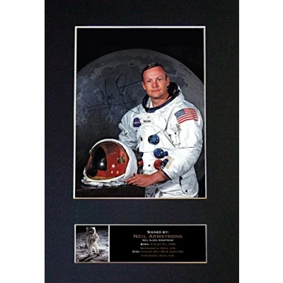 Image of NEIL ARMSTRONG Signed Autograph Mounted Photo Reproduction Print A4 Rare (297 x 210mm) #496 (Mount &amp; (Not Framed))
