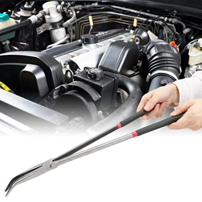 Image of Long Nose Pliers, Needle Reach, 45 Degree Angle, Curved 400mm/16in