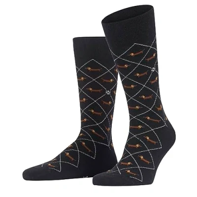Image of Burlington Men&#039;s Dachshund M SO Cotton Patterned 1 Pair Socks, Black (Black 3000), 6.5 11
