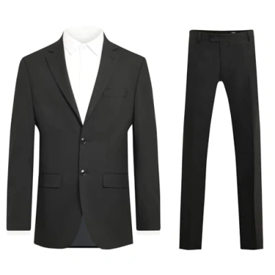 Image of Dobell Mens Black 2 Piece Suit Regular Fit (44R Jacket with 38R Trousers)