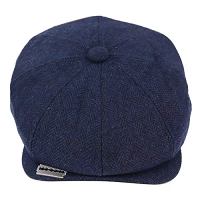 Image of TruClothing Mens Tweed Newsboy Cap Blinder Baker Boy Razor Flat Grandad Hat 8 Panel Navy S