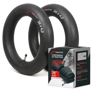 Image of Fincci Pair 26 x 4.0 Inch 48mm Schrader Valve Inner Tubes for Fat Mountain MTB Bicycle Bike (Pack of 2)