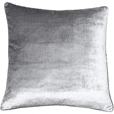 Image of Riva Paoletti Luxe Velvet Feather Filled Cushion Silver Grey Soft Feel Fabric Reversible Hidden Zip Closure Machine Washable 100% Polyester Case 55 x 55cm (22&quot; 22&quot; inches)