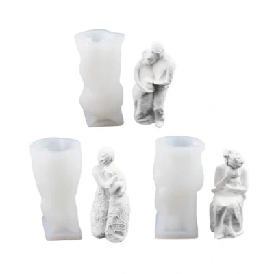Image of 3 Pcs Silicone Molds Pregnant Woman Candle Mould Plaster Epoxy Resin