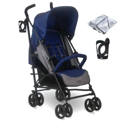 Image of My Babiie MB02 Stroller from Birth to 4 Years (22kg), Lightweight &amp; Compact Umbrella Fold, Travel Buggy for Toddlers Blue Grey