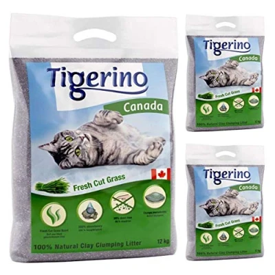 Image of Tigerino Canada Fresh Cut Grass Clumping Clay Cat Litter 36KG A Scented Antibacterial Disposable And Hypoallergenic Hygiene With Smell Control Formula