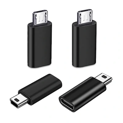 Image of SHUBEIEUMI USB C Adapter(4 Pack), USBC Female to Micro Male Adapter 2Pack + Mini 2.0 2Pack, Data Transfer for Galaxy S7/S7 Edge/S6/J7, LG G4 Black