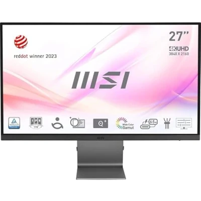 Image of MSI Modern MD271UL 27 Inch 4K UHD Professional Productivity Monitor 3840 x 2160 IPS Panel, Eye Friendly Screen, 99% DCI P3 / 139% sRGB Colour Gamut 2 HDMI 2.0b, DP 1.2a, USB Type C (65W PD)