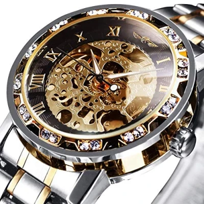 Image of Watches, Men&#039;s Watches Mechanical Hand Winding Skeleton Classic Fashion Stainless Steel Steampunk Dress Watch for Men