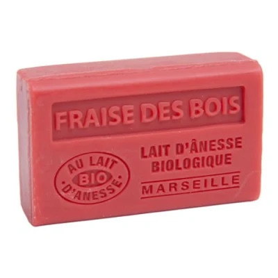 Image of Label Provence Nature Savon de Marseille French Soap Made With Fresh Organic Donkey Milk Strawberry Fragrance 60 Gram Bar