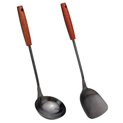 Image of spatula &amp; Ladle wok Tool Set, 14.2 15 inches utensils, Stainless Steel