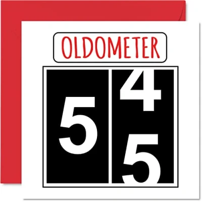 Image of Fun 55th Birthday Cards for Men Woman Oldometer Happy Card Dad Mum Grandad Nanny Grandma Uncle Auntie Cousin Friend, 145mm x Greeting Cards,
