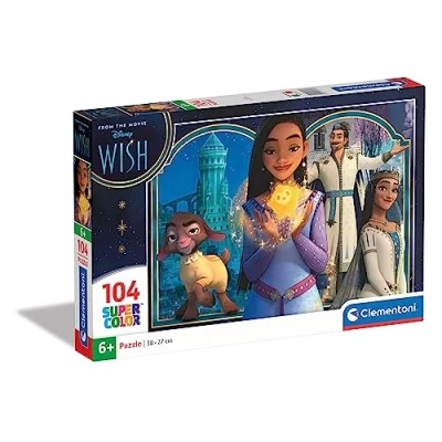 Image of Clementoni 27269 Supercolor Puzzle Disney Wish 104 Pieces, Jigsaw For Kids Age 6, Cartoon, Made In Italy