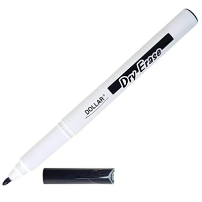 Image of Dry Erase Everyday Use Whiteboard Marker Pens Easy Wipe School Office Business (1 x 1.0mm Medium Black Pen + 4 PATEL Ball Pens)